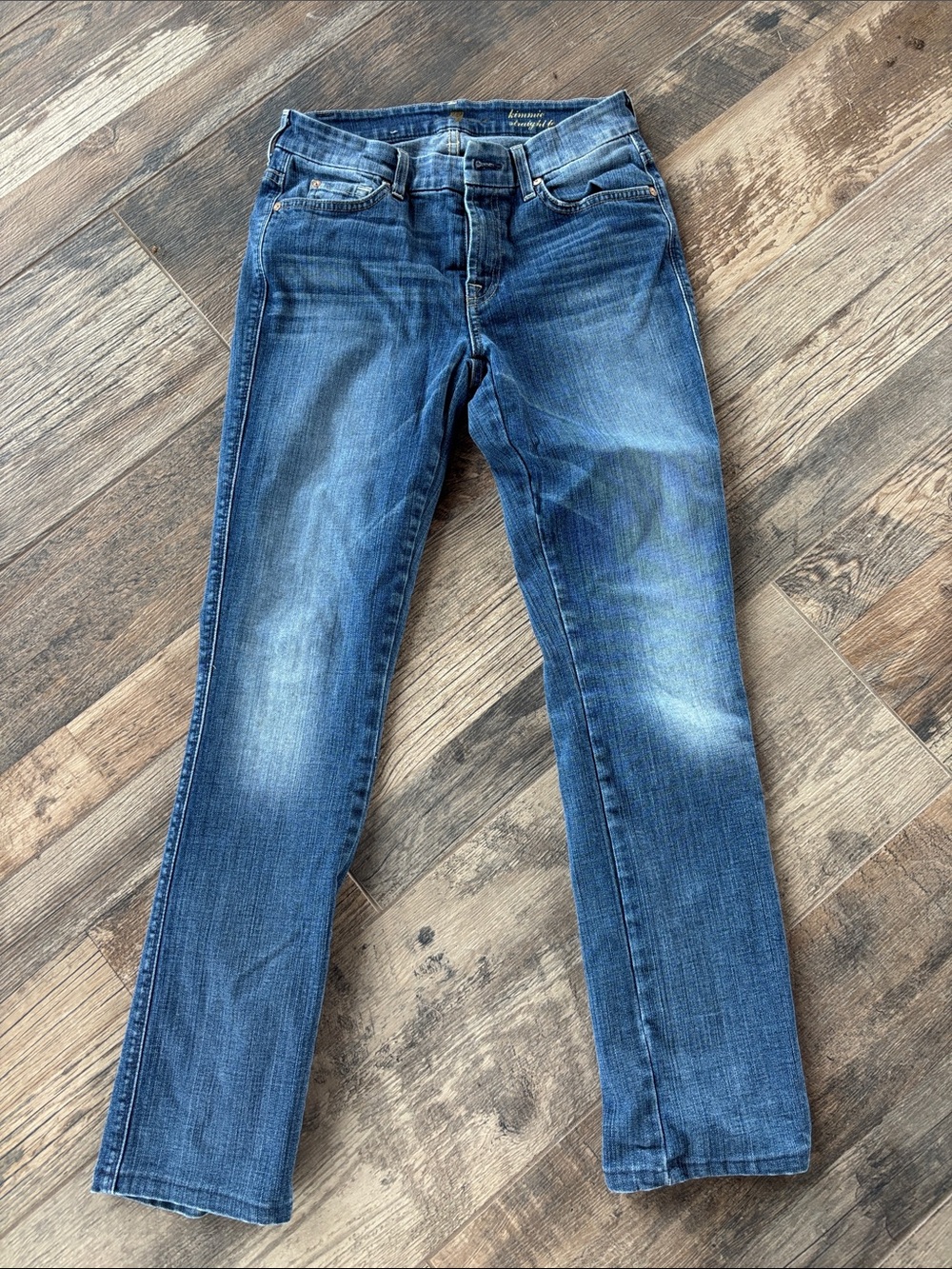 7 For All Mankind Medium Blue Straight Leg Jeans